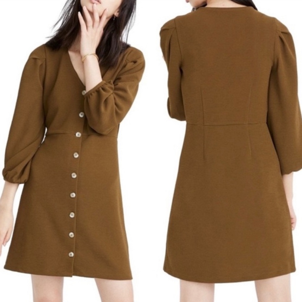 Madewell Texture & Thread Crepe Balloon-Sleeve Dress Size M NWT